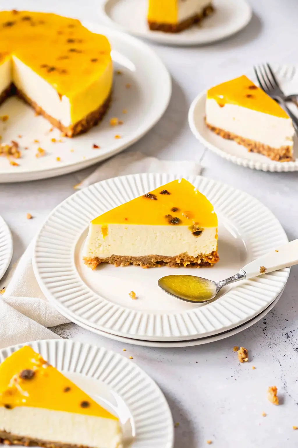Passion Fruit Cheesecake with tropical glaze