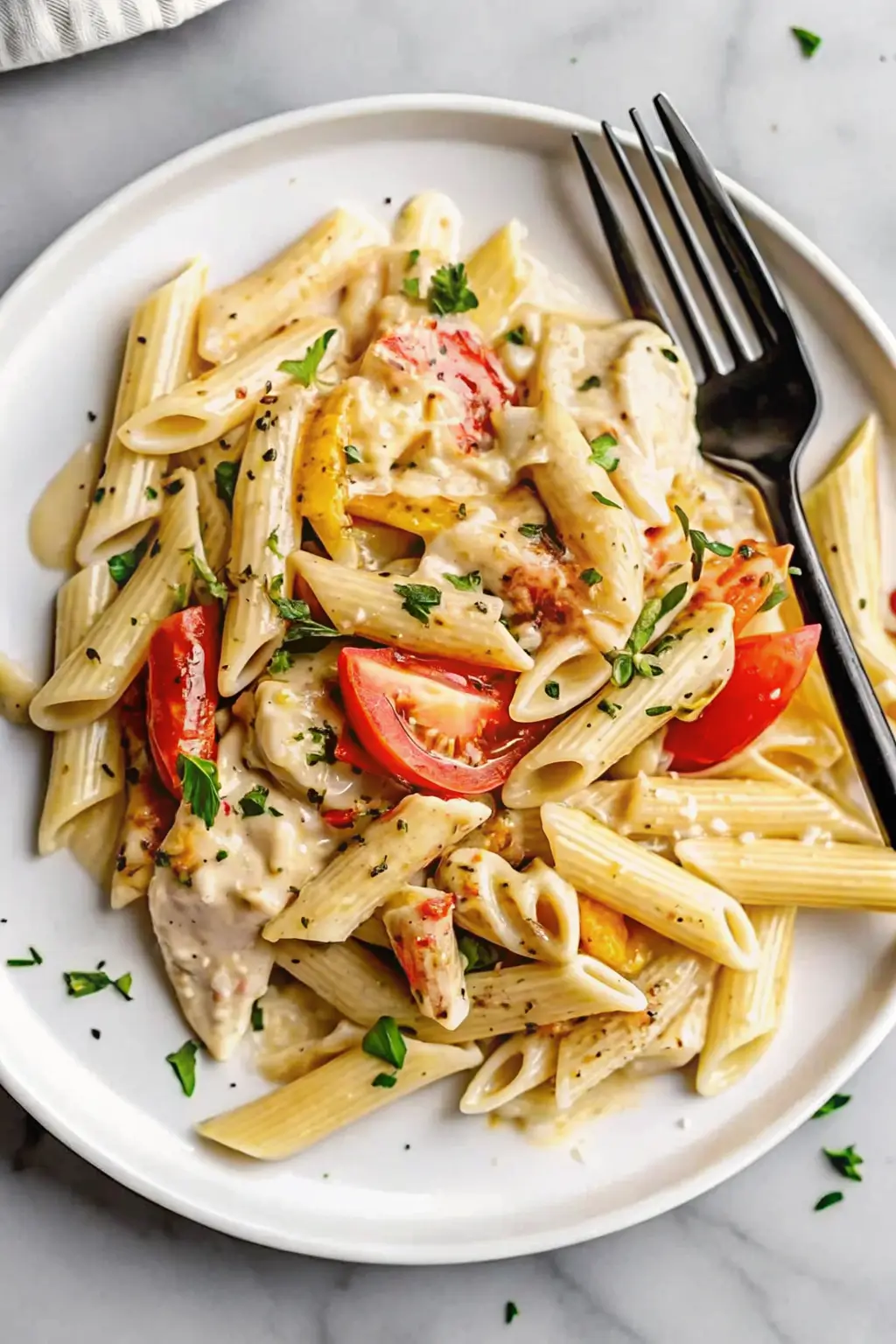 Rattlesnake pasta with creamy Cajun sauce and jalapeños