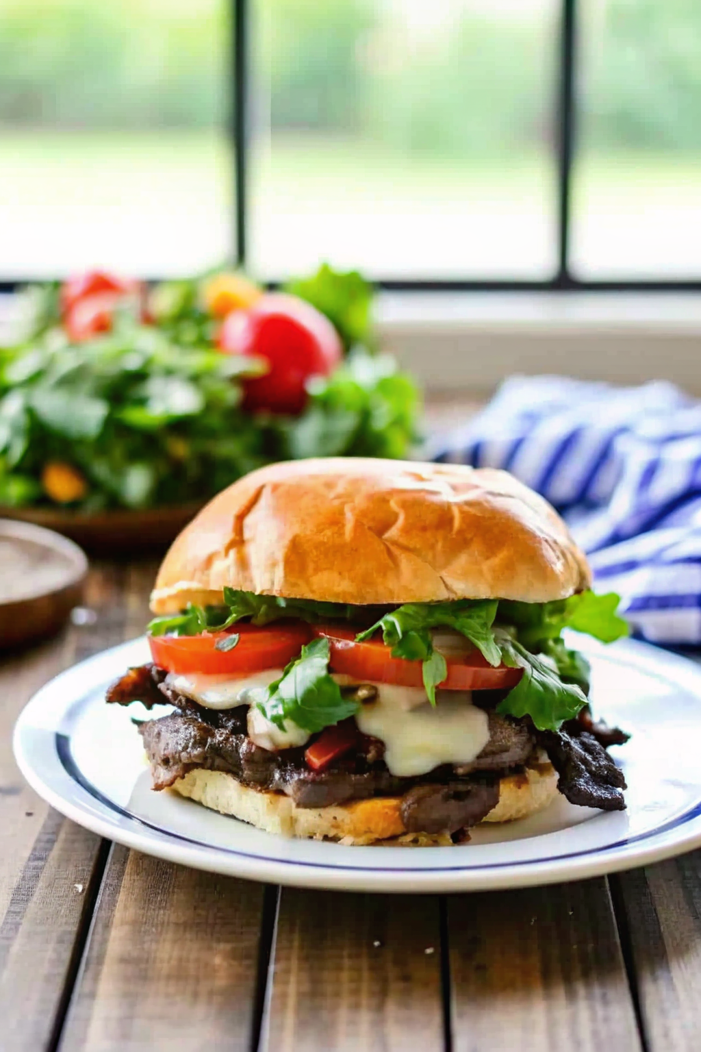 A whole Balsamic Glazed Roast Beef served on a platter with carrots and onions